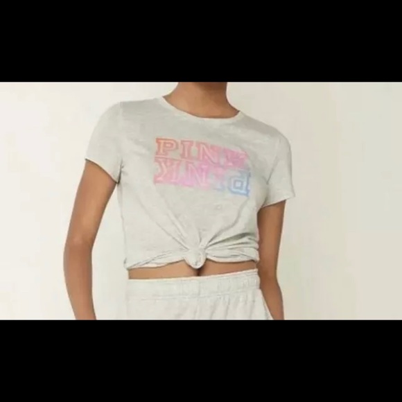 Victoria’s Secret PINK Heather Grey Pink Neon Bubble Gradient Size XL - Picture 2 of 13